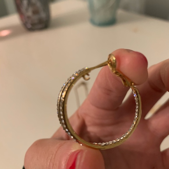 Gold Rhinestone Hoops - Picture 3 of 3